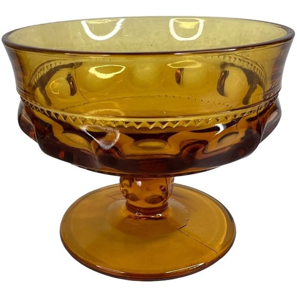 5 Indiana Carnival Glass Compote Kings Crown Thumbprint Sherbet Marigold Amber - Picture 6 of 10